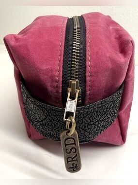 Rebekah Scott Designs Mini Cube Makeup Bag Raspberry Waxed Canvas